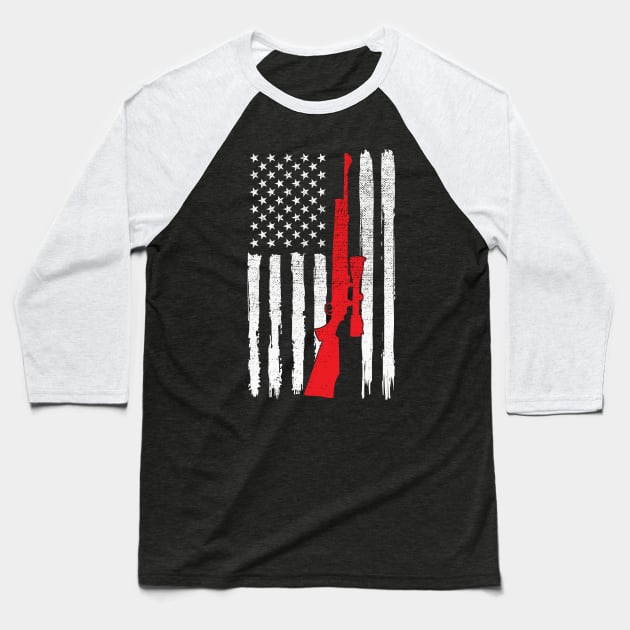 Hunting Vintage American flag For Hunters Baseball T-Shirt by DragonTees